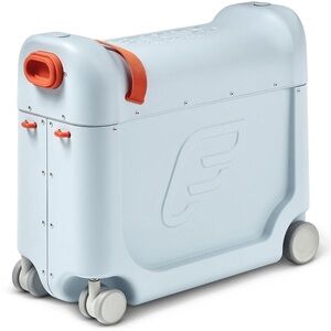 Sky Blue Kids Ride-On Suitcase with Orange Accents